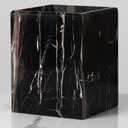 Marble Trash Can, Elegant Luxury Black Waste Basket with White Texture, Durable Smooth Garbage Container, One of Marble Bath Accessories for Bathroom, Home Office, Bedroom, Living Room, Toilet