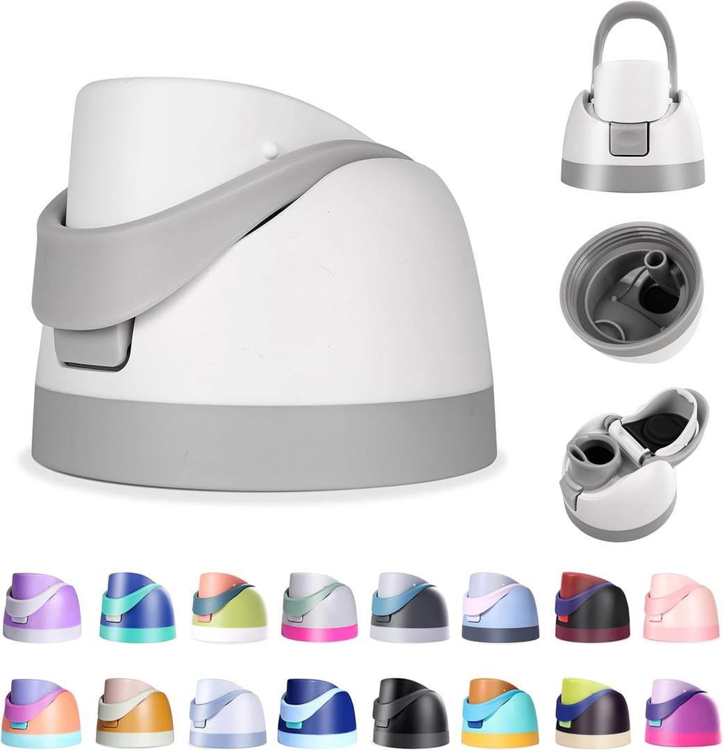 Replacement Lid for Owala Freesip, Compatible with Owala Cup 16oz 24oz 32oz 40oz, One Button Water Bottle Top Lid for Owala Freesip, Leakproof, BPA-Free, Ash White