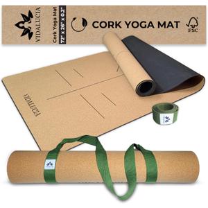 Cork Yoga Mat - 5mm Extra Large 72"x26" Non-Slip Yoga Mat with FSC Certified Portuguese Cork & Natural Rubber Base  Hot Mat for Home & Studio  yoga mat cork
