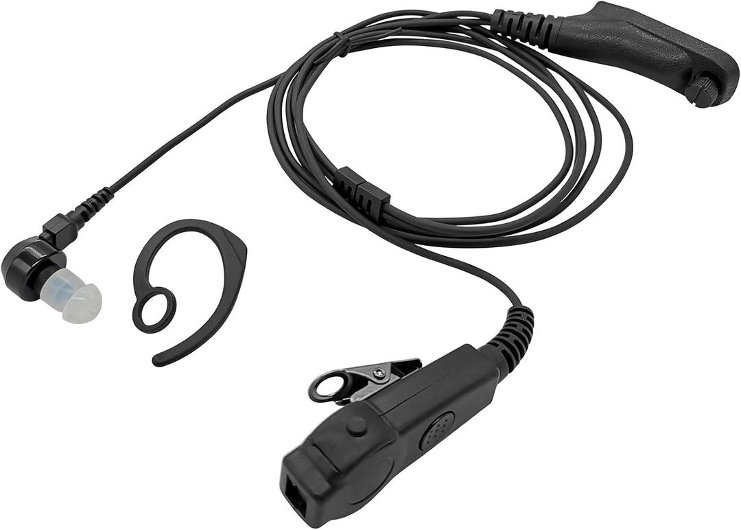 In-ear Loop Headset with Mic Dual PTT Hook Earpiece for Motorola APX900 APX1000 APX4000 APX6000 APX7000 APX8000 XPR6100 XPR6350 XPR6550 XPR7350 XPR7350e XPR7380e XPR7550 XPR7550e XPR7580 Radios