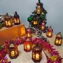 Mini Lantern Decorative, 12Pcs Small Lanterns with LED Candle, Ramadan Decorations, Hanging Vintage Moroccan Lantern Bulk for Easter Wedding Xmas Party Table Centerpiece, Brushed Brass