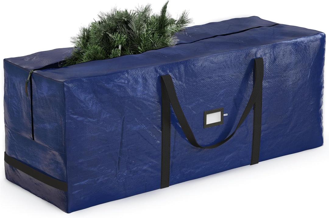 Zober Christmas Tree Storage Bag - Fits 7.5 Ft Artificial Trees - Plastic, Waterproof Christmas Tree Bag For Storage Box For Xmas - Strong, Durable Handles - Label Card Slot - Navy Blue