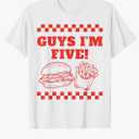 Guys I'm Five Retro Hamburger Five Themed Matching T-Shirt M