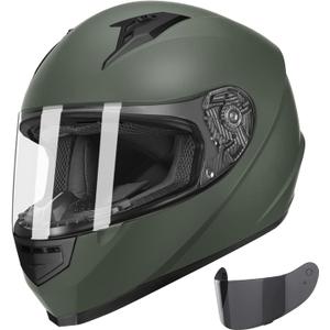 GLX GX11 Compact Motorcycle Helmet - Camo, Large - Full Face w/ Tinted Visor, DOT Approved, L