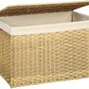 SONGMICS Woven Storage Basket with Lid, 42.3 Gallon (160L), Foldable
Blanket Storage Bin with Handles, Removable Liner, Metal Frame, Natural, ELIOTT Collection, URST76NL