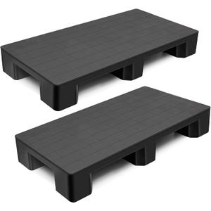 Vercraft 2 Pcs Plastic Pallet for Basement Storage Easy Stack Lightweight Floor Pallet Display Flooring Room Supermarket Christmas, Support up to 2000 Lbs (40'' L X 20'' W X 5.5'' H,Black)