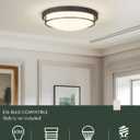 16 inch Flush Mount Ceiling Light, 3-Light Close to Ceiling Light Fixtures with Oil Rubbed Bronze Finish for Bathroom Bedroom Kitchen Hallway, CL4822-3W-BK