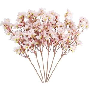 Lansdowns 5Pcs Artificial Silk Cherry Blossom Flower Artificial Cherry Blossom Branches for DIY Wedding Bouquets Home Japanese Decor（Pink）