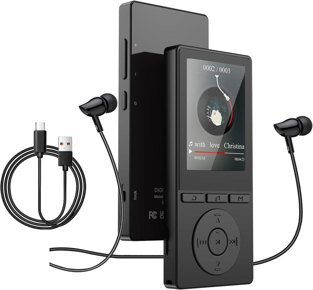 64GB MP3 Player with Bluetooth 5.3, Music Player with HiFi Sound for Sports Runners, 2.4" Screen MP3 Player Built in HD Speaker Voice Recorder FM Radio E-Book, Expanded Up to 128GB, Earphone Included (Black)