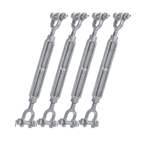 Jaw and Jaw Turnbuckles 3/8" x 6" (4-Pack), 1,200 LBS Working Load Limit, UNC Thread Hot-Dipped Galvanized Turnbuckle Heavy Duty for Wire Rope, Zip-Line, Shade Sail, Sun Shade