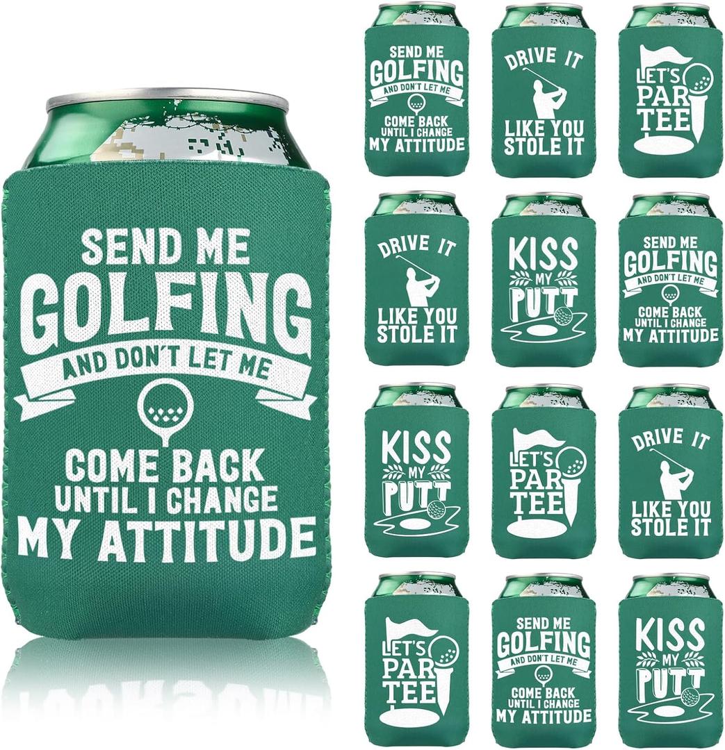 For Golf Party Decorations,Beer Can Cooler Funny Koozies For Bachelorette Party Gifts Neoprene Insulator Drink Glasses (12)
