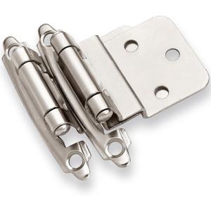 DecoBasics 3/8" Inset Cabinet Hinges Brushed Nickel (25 Pair -50 Pcs) Offset Self Closing Cabinet Hinges for Kitchen Cabinets Satin Nickel w/Silicon Bumpers & Upgraded Screws