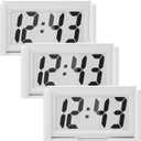 Frienda 3 Pieces Mini Digital Clock Small Digital Clock Stick on Battery Operated Self Adhesive Bracket for Car Dashboard Fridge (White)