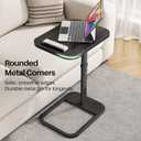 Kitstorack TV Tray Table, Adjustable Height & Rounded Metal Corners, Snack Table for Couch, Sofa, Bed, Chair, Living Room, C Shaped End Side Table for Eating, Dinner or Laptop, Small Spaces, Black