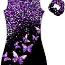 Vogseek 4-12Y Girl Gymnastic Leotards with Hair Scrunchie Sparkle Dance Unitards Active Biketards, 6-7 Years Old