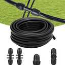 50FT 1/2 Inch Drip Irrigation Tubing Main Line Hose Tube, Drip Line Irrigation System Includes 2pcs 6-Way Connector & 1/2" Straight Connector & 3/4" to 1/2" Faucet Adapter for Garden Watering