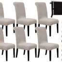 SPRINGRICO 6 Pack Dining Room Chair Covers with seat Belt, Stretch Parsons Chair Slipcover Washable Kitchen Dining Chair Cover Removable Seat Protector Set of 6, S3- Taupe (6pcs)
