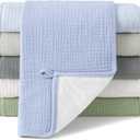 Bearmoss Muslin Burp Cloths, 100% Cotton Baby Burping Clothes, Large Extra Soft Absorbent for Unisex Newborn Boy and Girl, 20x10in, 6 Pack (Blue Green)