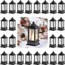 Black Lanterns Decorative Indoor: 24 Pcs Mini Lanterns for Wedding Table Centerpieces Battery Powered Small Led Lights for Party Bulk