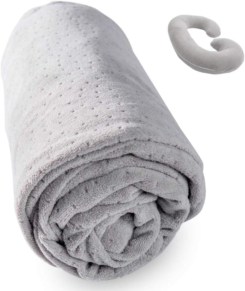 1 MIDDLE ONE C Shaped Pregnancy Pillowcase, Breathable Velour Replacement Cover with Zipper for Maternity Pillow, Cover Only (Grey)