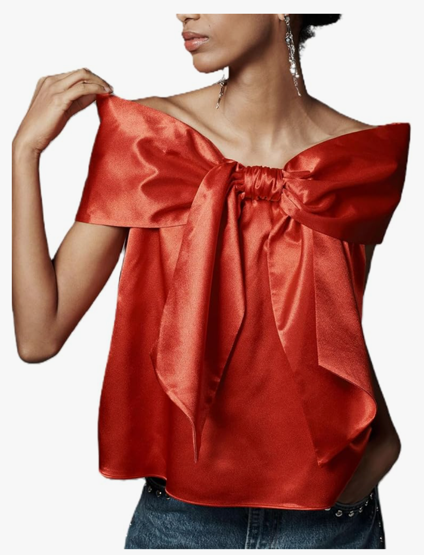 Women's Bow Front Sleeveless Off The Shoulder Pleated Cami Tank Crop Tops Strapless Velvet Peplum Top, M