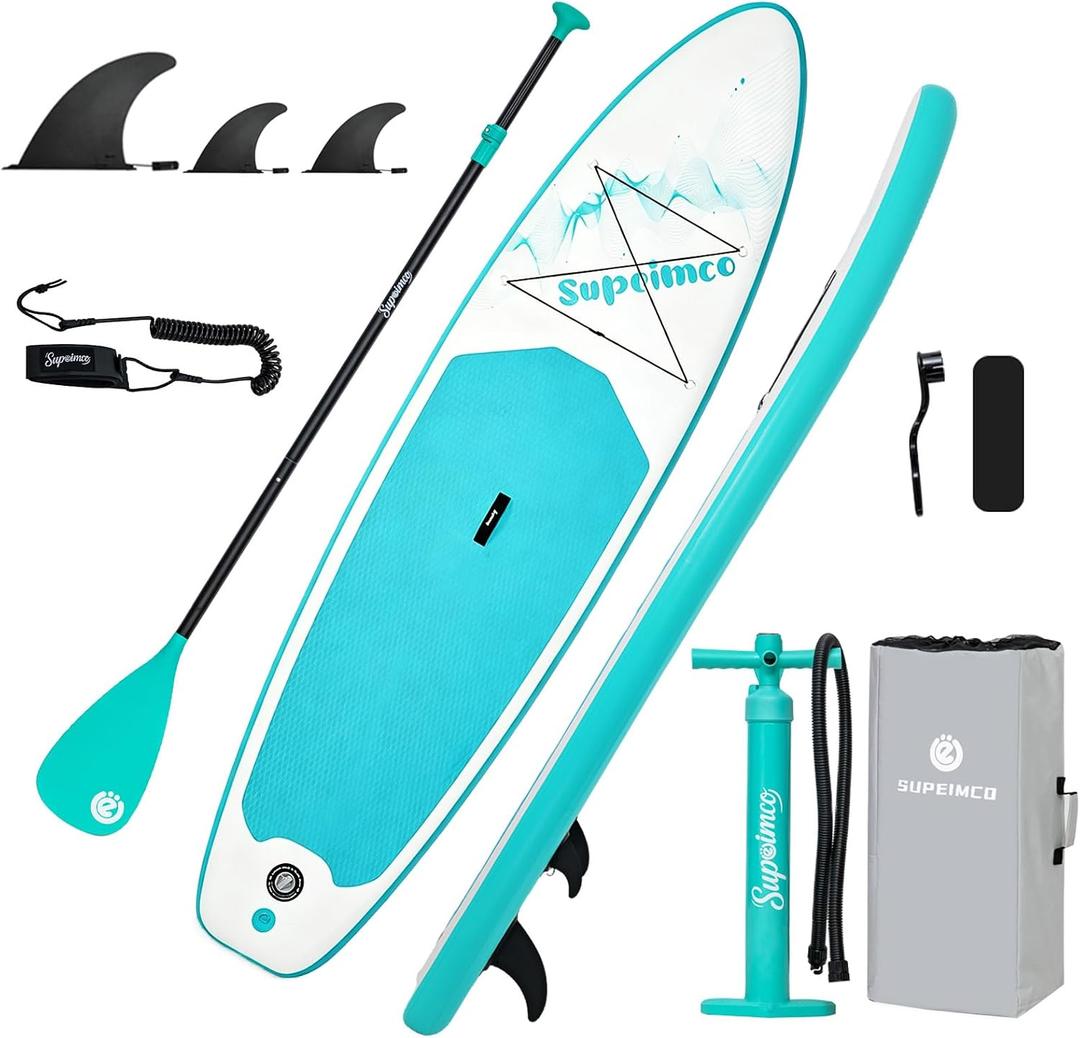 Inflatable Stand Up Paddle Board - Upgraded Glue-Free Hot Melt Technology, Long Service Life, 10'6", Anti-Slip EVA Deck, Full SUP Accessories, Included for Adults Youth All Skill Levels