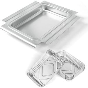2 x Uniflasy 80346 Catch Pan for Weber Q100 Q1000 Q120 Q140 Q1200 Series Drip Tray for Weber Baby Q Gas Grill with 6415 15pack Aluminum Liner Replacement for Weber 41887