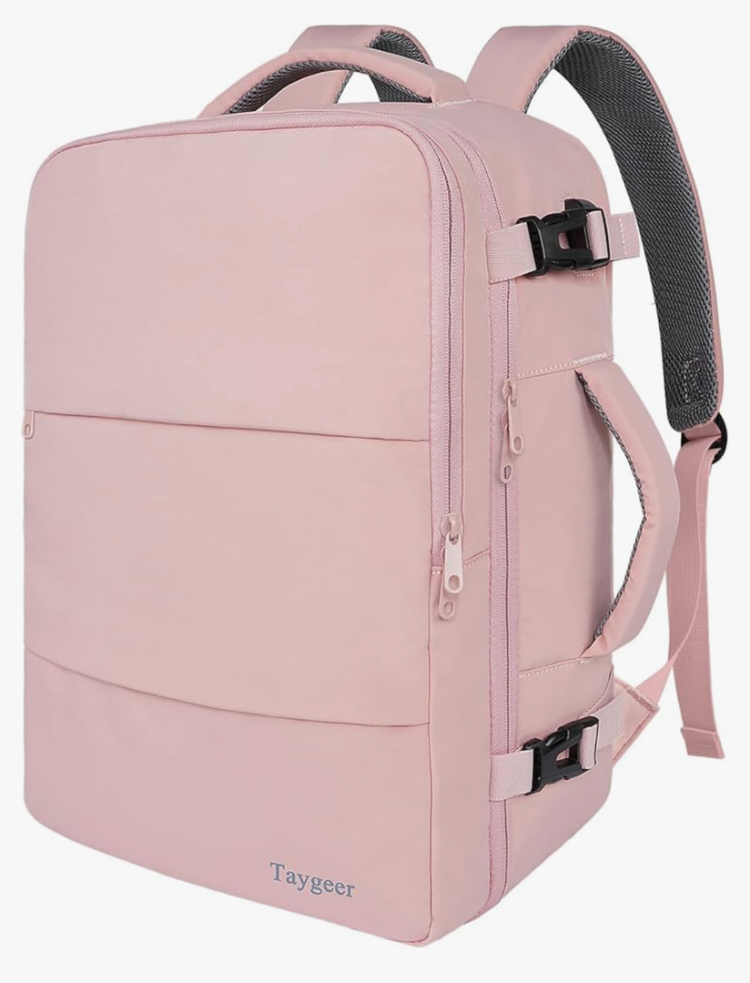 Taygeer Travel Backpack for Women, Carry On Backpack with USB Charging Port & Shoe Pouch, TSA 15.6inch Laptop Mochila Flight Approved, Nurse Bag Casual Daypack for Weekender Business Hiking, Pink