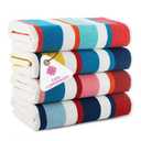 CASA COPENHAGEN Bora Bora Beach Towels Designed in Denmark Rough and Tough, Quick Dry, for Pool, Bath & Shower 30x60 inches 4 Pieces Cotton Beach Bath Towels Set - Pink, Red, Yellow, Turquoise