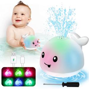 Light Up Toddler Bath Toys - Whale Water Spray Toy Infants Baby Toys 6-12-18 Months Bath Toys for Kids Ages 1-3 2-4 Bathtub Shower Water Pool Toys Bath Fountain Toy 1st Birthday Gifts for Boys Girls