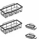 Premium Stainless Steel Shower Enclosure Non Perforated Bathroom Shelf Shower Rack Sticky Shower Box 5 Pack Black Stainless Steel Bath Organizer Bathroom Storage and Home Decoration