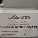 Liacere 350PCS Clear Gold Plastic Plates for 50 Guests Dinnerware Include 100 disposable Plates 150 Gold Silverware 50Napkins for Party & Wedding & New Year & Christmas