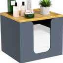 VITVITI Disposable Face Towel Holder Box, Acrylic Facial Towel Container for XL Clean Skin Club, Large Disposable Face Towels Storage with Bamboo Lid, for Bathroom, Vanity Makeup, Gray (Grey)