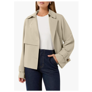 AGSEEM Womens Cropped Trench Coat Casual Single Breasted Lapel Short Jackets Fall Fashion Outerwear with Pockets 2025