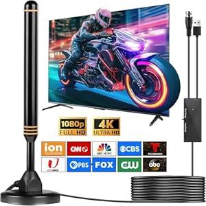 TV Antenna Indoor Antenna for Smart TV for Long Range Reception and All Smart TVs HD Digital Antenna with Amplifier Signal Booster for Local Channels Supports 4K 1080p-(Orange)