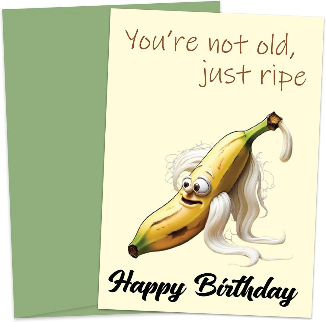 Happy Birthday Card - Funny Birthday Cards for Men Women Dad, Mom, Brother, Sister, Friends, Kids - Funny Birthday Card - Greeting Cards for Birthday Decorations & Gifts 5 x 7 Inch - Ripe Banana 3 Pack