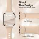 Thin Slim Band and Case Compatible for Apple Watch Bands Women Men 40mm 44mm 42mm 46mm 41mm 45mm, Silicone Sport Strap Cover and Screen Protector for iWatch Series 11/10/9/8/7/6/5/4/SE 3 (Milk Tea)