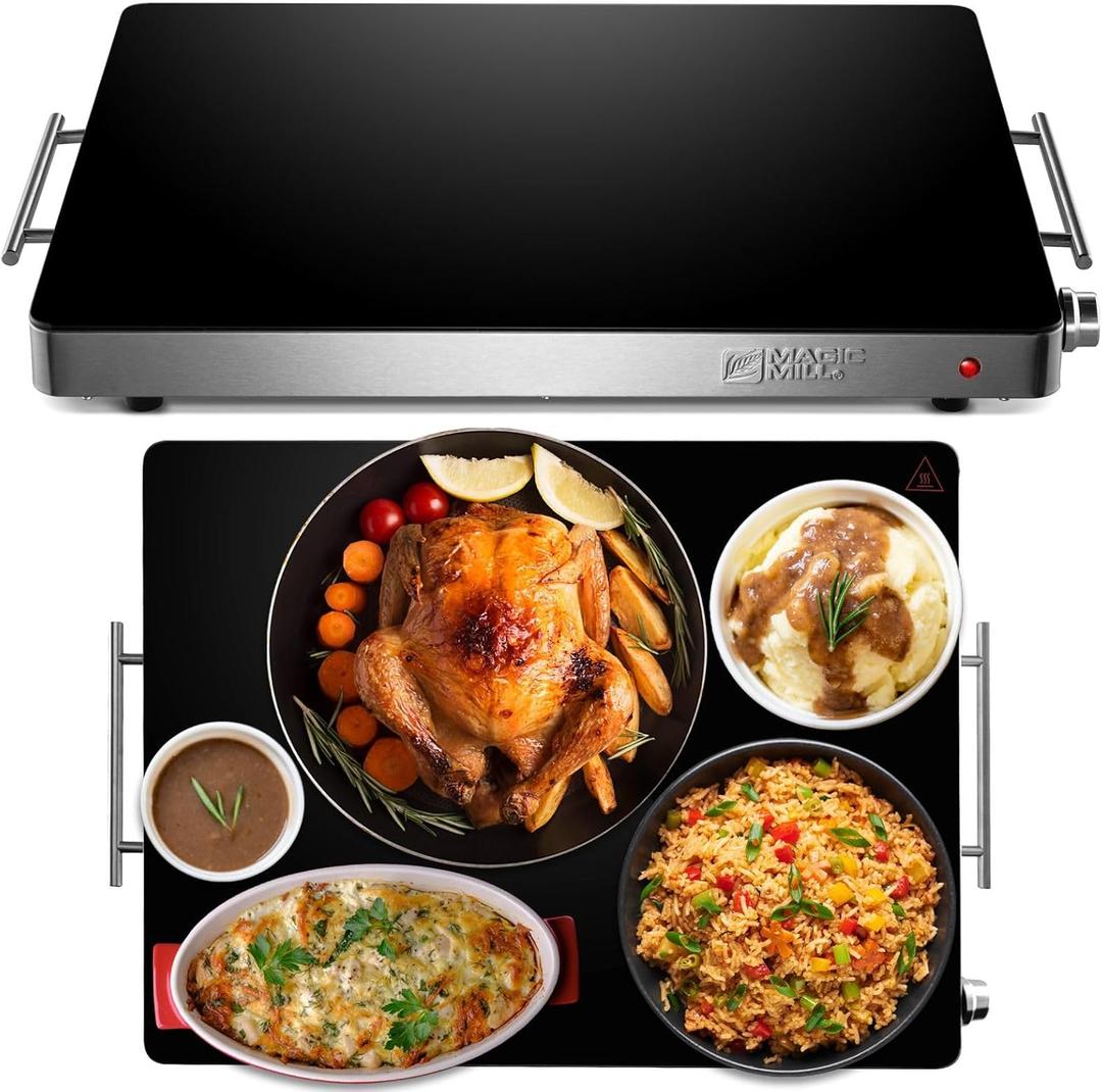 Magic Mill Extra-Large Glass Food Warmer 21x16 Warming Tray Magic Mill Extra-Large Glass Food Warmer 21x16 Warming Tray