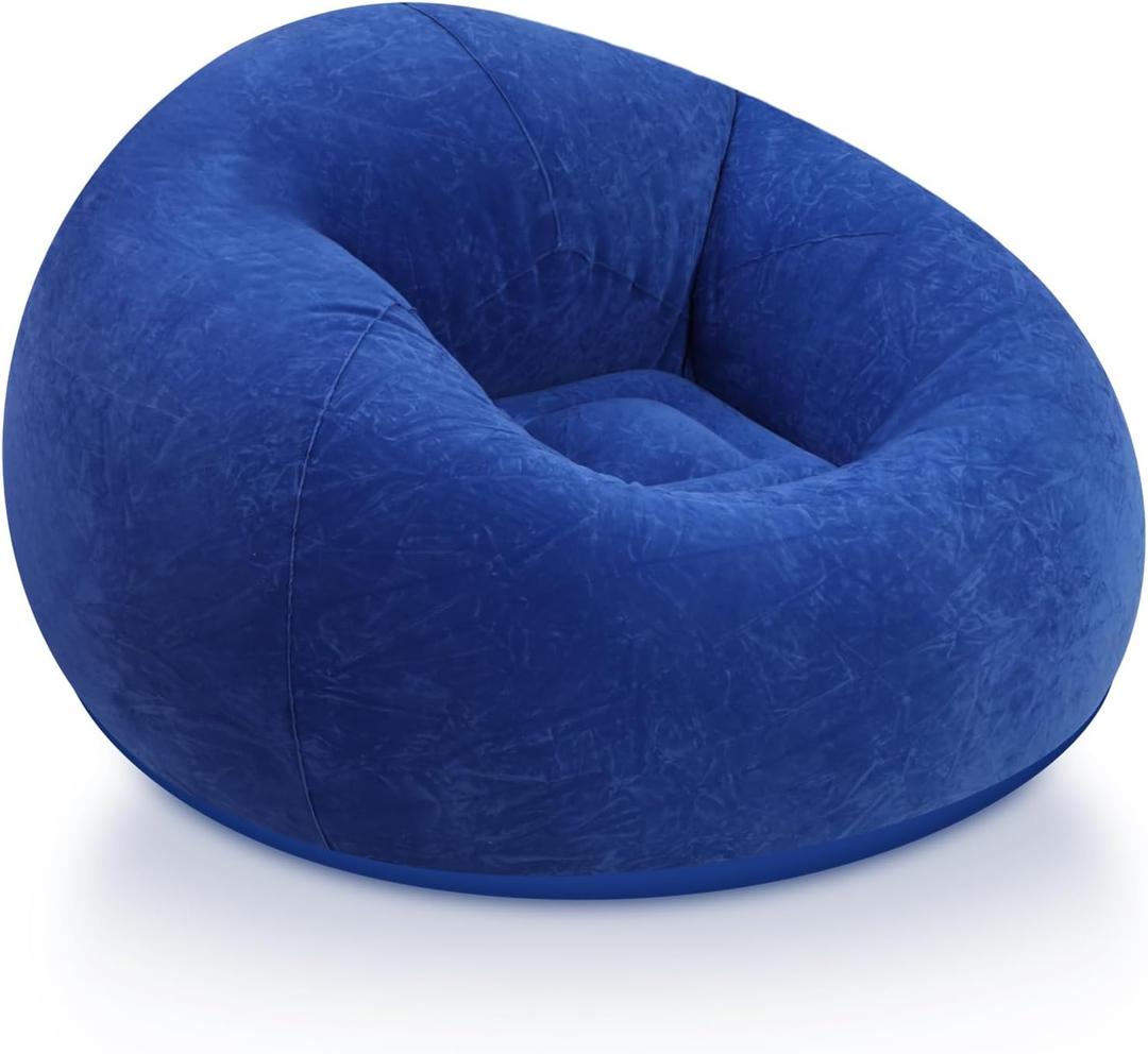 Realspring Inflatable Bean Bag Chairs for Adult Blow up Chairs Lazy Sofa Folding Portable Inflatable Chair for Movie Outdoor Room Bedroom Reading Camping(Blue)