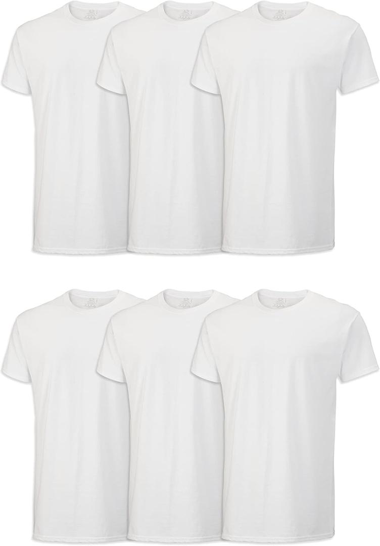 Fruit of the Loom Men's Crew Tee Undershirts, Moisture Wicking & Tag Free, (Small, White - 6 Pack)
