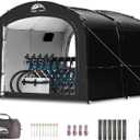 Happy Travel Bike Storage Tent, Outdoor 876.3ft Large 2-in-1 Portable Shed More 30% Top Space W/Double Doors with Mesh, Outside Lawn Mower Shelter and Bicycle Cover for Patio Furniture, Garden Tools Size: 7.3x8.2x6.4ft for 8-10 Bikes