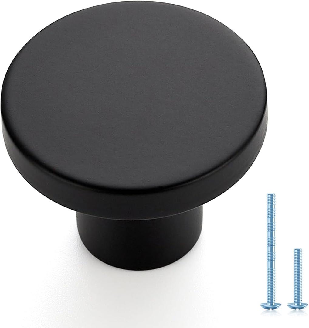 Ravinte 15 Pack Cabinet Knobs Black Kitchen Cabinet Knobs Round Dresser Drawer Knobs Matte Black Drawer Pulls Closet Door Knobs 1-1/5 Inch
