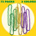 JOYIN 72 Pcs Mardi Gras Gold Green Purple Bead Necklaces, Multi Metallic Colors Necklace Set for Mardi Gras Party Favors Supplies, St. Patricks Day Costume Accessories Decorations