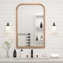 24"x36" Solid Wood Bathroom Mirror Tempered Glass for Wall Mounted, Rustic Wood Frame Wall Mirror Decorative for Bedroom Living Room Vanity Mirror Entryway Mirror, Brown