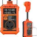 RV Surge Protector 30 Amp, 16000J with Smart Auto Shutoff  IP67 Waterproof  LED Large Screen Real-Time Circuit Analyzer for Camper & Travel Trailer