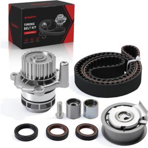Engine Timing Belt Kit with Water Pump for Audi A3 A4 TT, for VW Eos GTI Jetta Passat, 2005-2009, 2.0T, Replace OE TCK334, TS26334, TB334K1