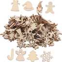 Blulu 90 Pcs Wooden Ornaments Bulk Winter Tag Labels Rustic Xmas Craft Christmas Decoration