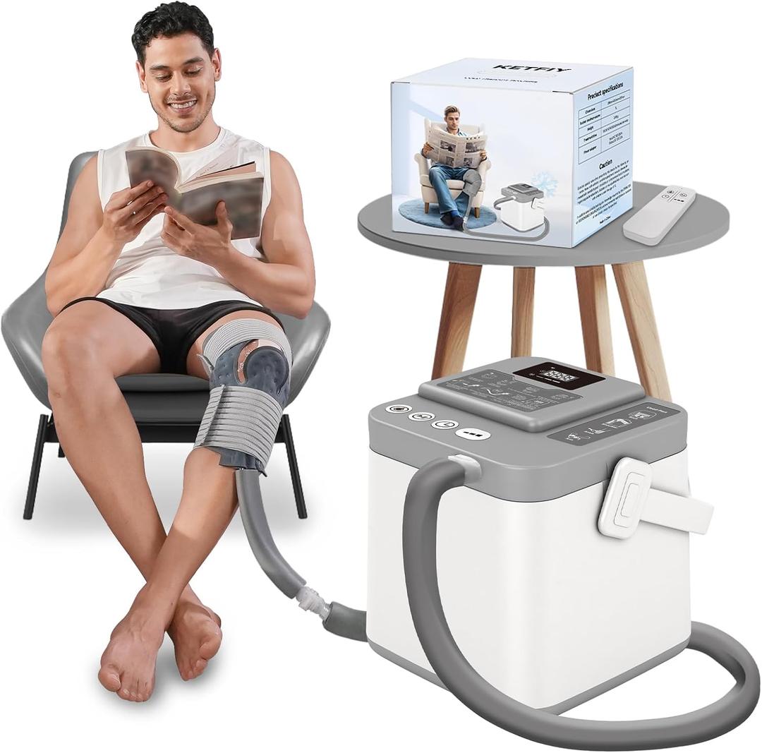 Cold Therapy Machine,Programmable Timer Ice Therapy for Knee with Silent Pump,Knee Ice Machine for Sports Injuries Cryotherapy,Shoulder,Ankle and Back (Grey)