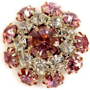 10 pcs Fancy Pink Mix Color Rhinestones Sewing Metal Shank Buttons for Coats -22mm -8/9"
