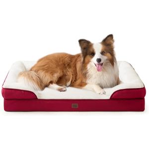 EHEYCIGA Orthopedic Dog Beds for Extra Large Dogs, Waterproof Memory Foam XL Pet Bed with Sides, Non-Slip Bottom and Egg-Crate Foam Big Dog Couch Bed with Washable Removable Cover,Red